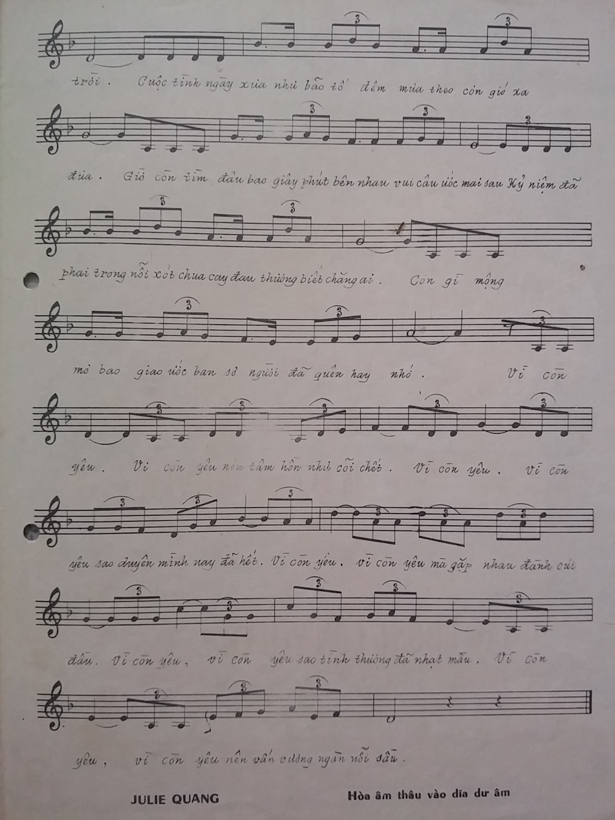 Sheet nhạc Vì còn yêu - Trang 3