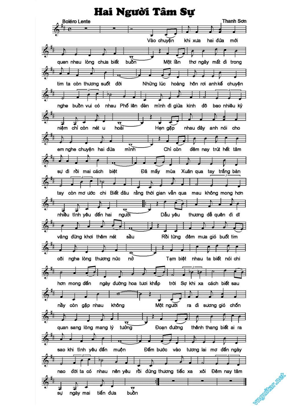 Sheet nhạc Hai người tâm sự - Trang 1