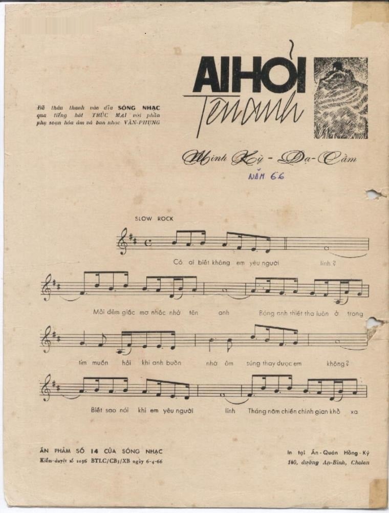 Sheet nhạc Ai hỏi tên anh - Trang 2