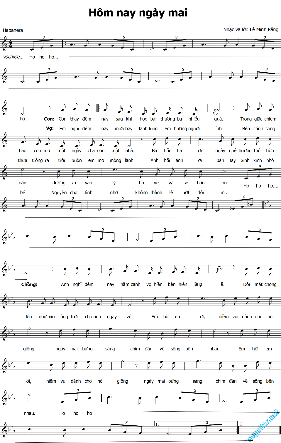 Sheet nhạc Hôm nay ngày mai - Trang 1