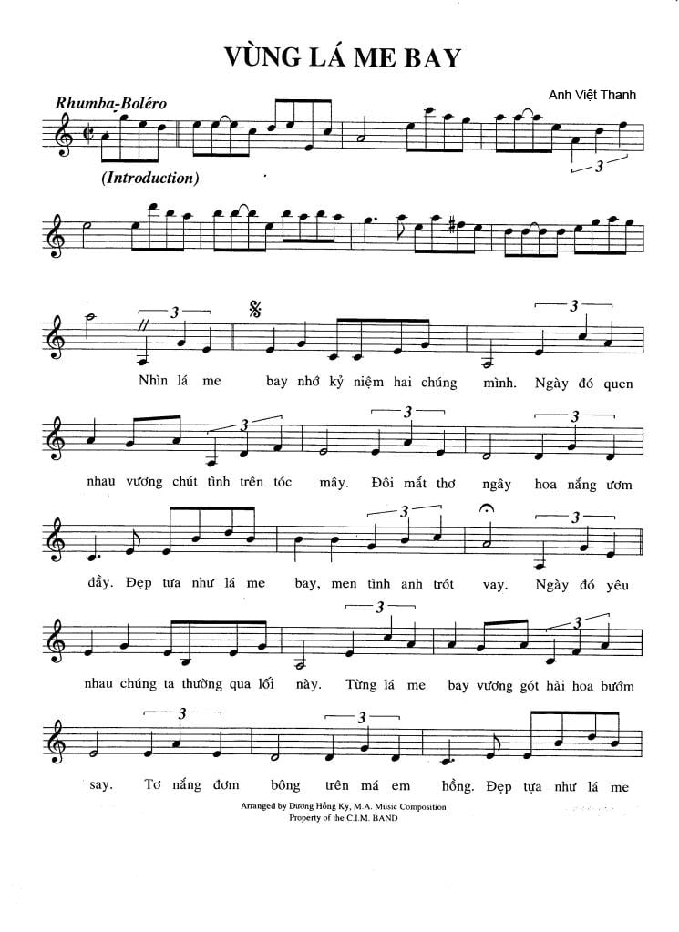 Sheet nhạc Vùng lá me bay - Trang 1