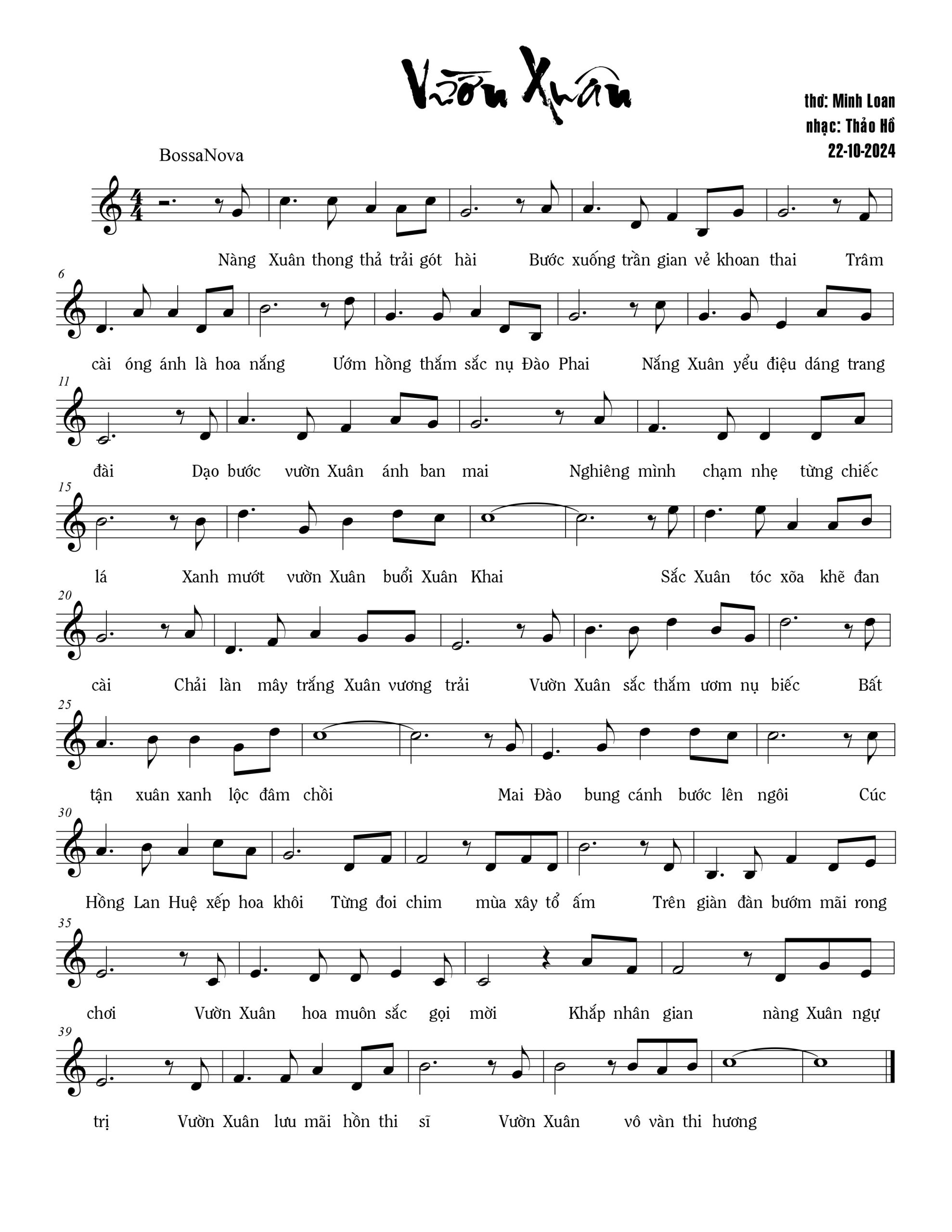 Sheet nhạc Vườn xuân - Trang 1