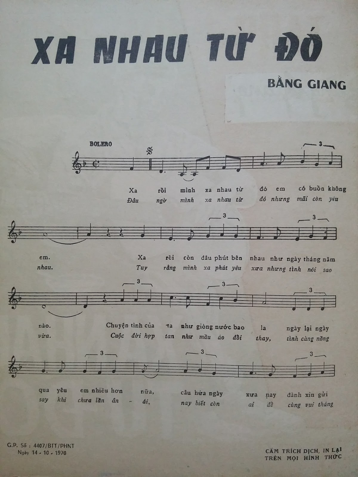 Sheet nhạc Xa nhau từ đó - Trang 2