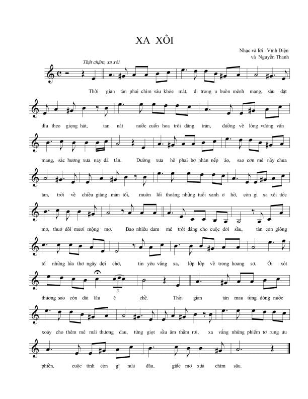 Sheet nhạc Xa xôi - Trang 1