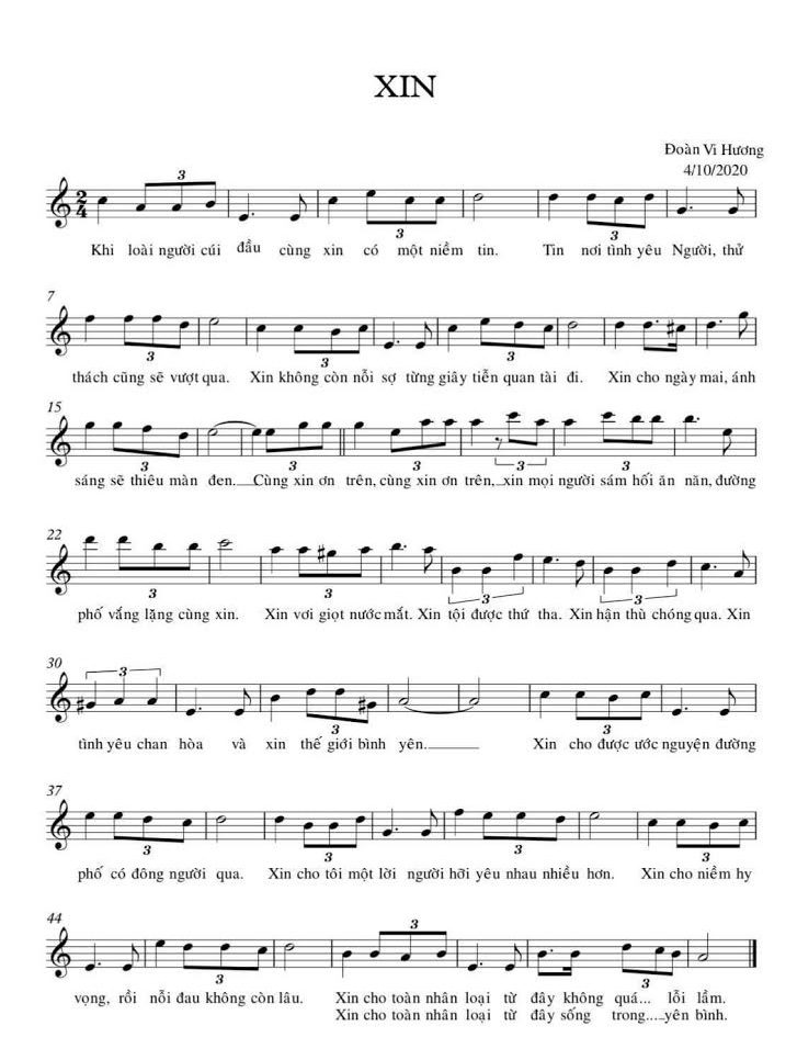 Sheet nhạc Xin - Trang 2