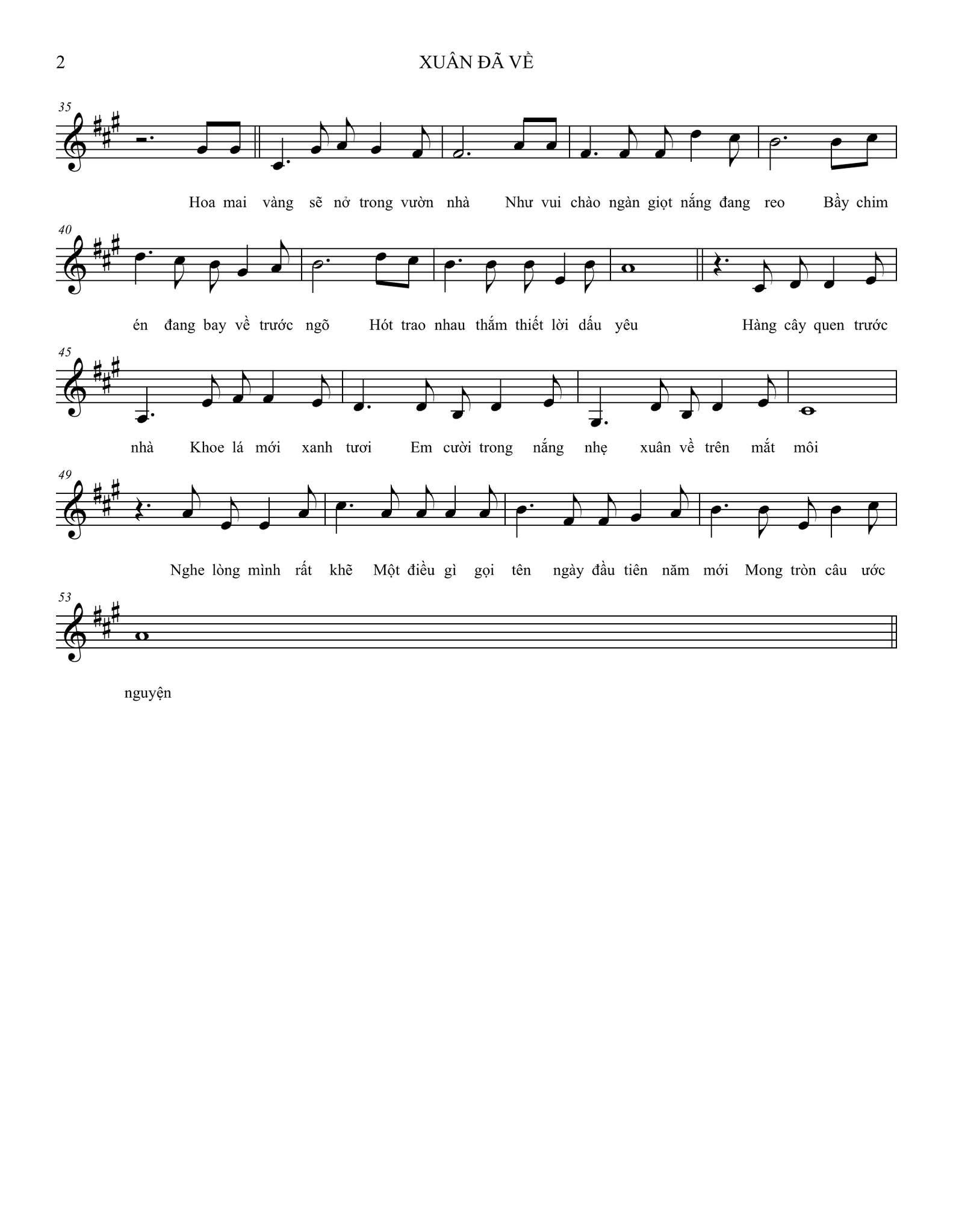 Sheet nhạc Xuân đã về - Trang 2