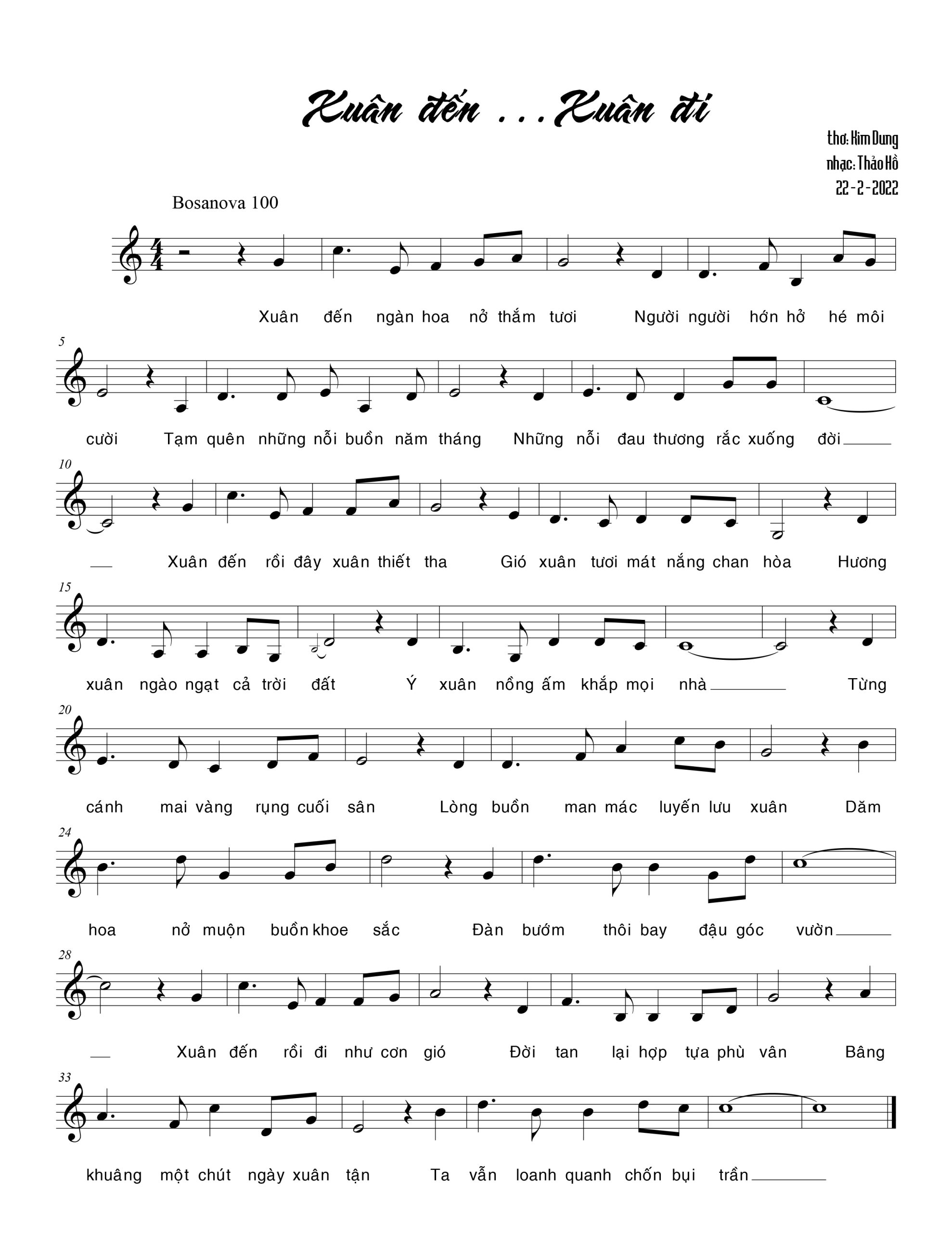 Sheet nhạc Xuân đến xuân đi - Trang 1