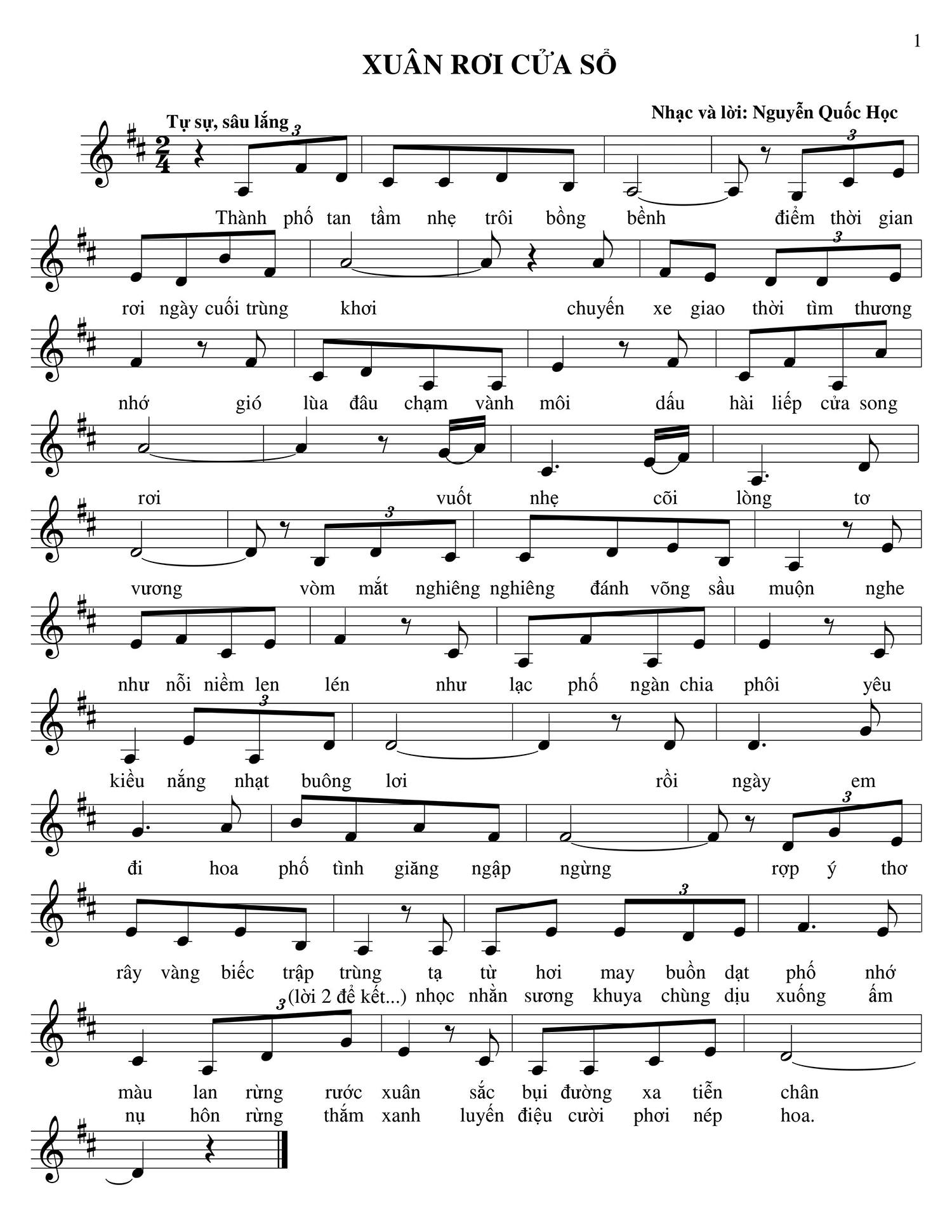 Sheet nhạc Xuân rơi cửa sổ - Trang 1
