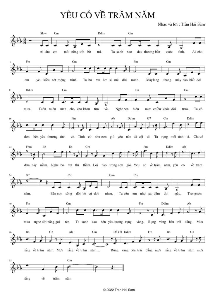 Sheet nhạc Yêu có về trăm năm - Trang 1