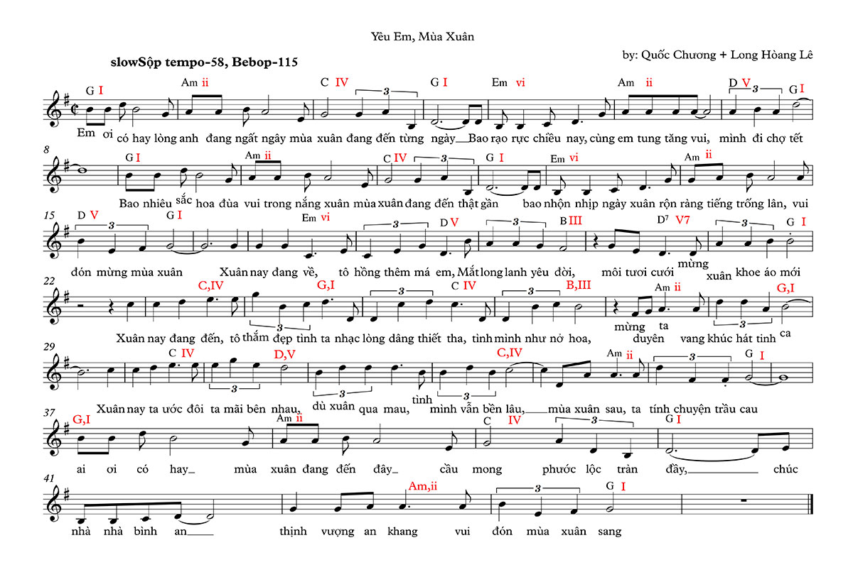 Sheet nhạc Yêu em mùa xuân - Trang 1