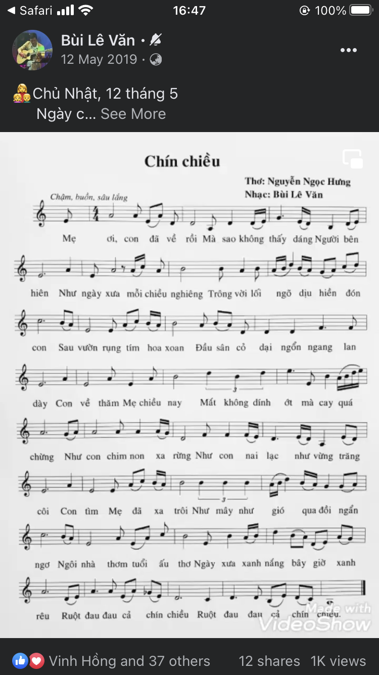 Sheet nhạc Chín chiều - Trang 1