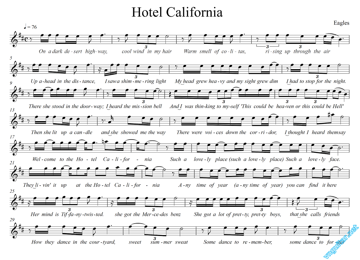 Sheet nhạc Hotel California - Trang 2