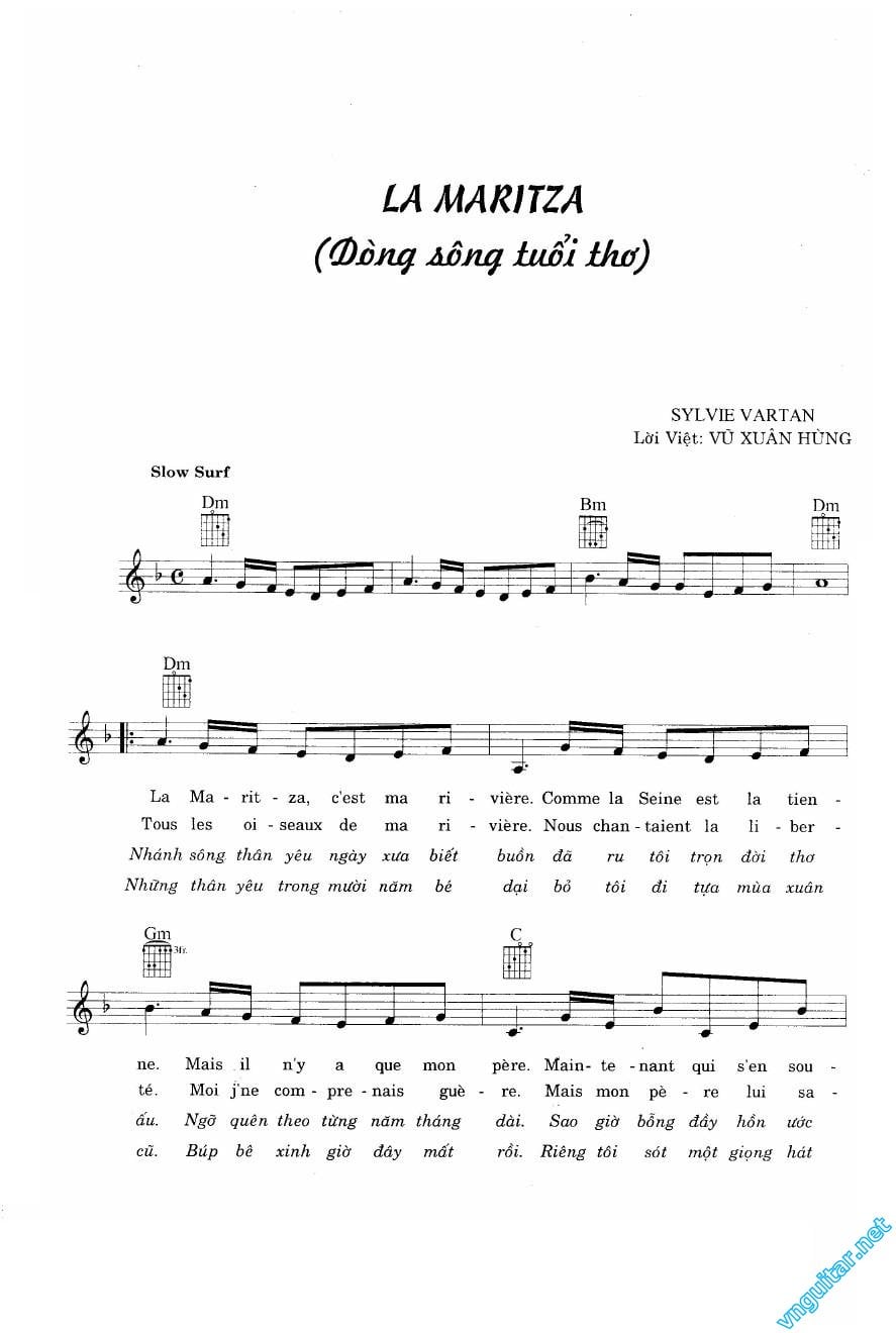 Sheet nhạc Dòng sông tuổi thơ (La Maritza) - Trang 1