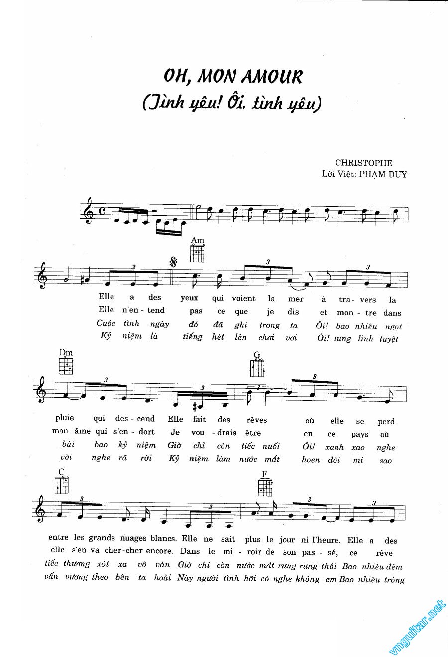 Sheet nhạc Tình yêu ôi tình yêu (Oh mon amour) - Trang 1