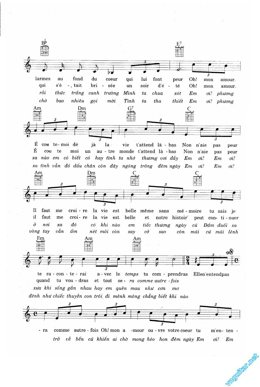 Sheet nhạc Tình yêu ôi tình yêu (Oh mon amour) - Trang 2