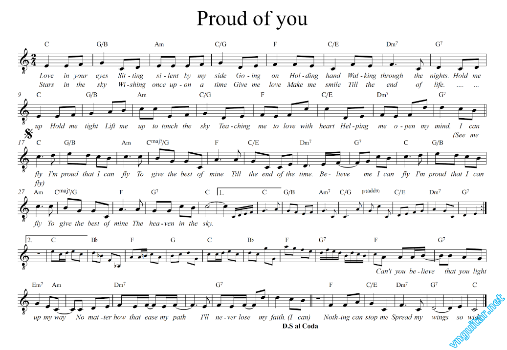 Sheet nhạc Proud of you - Trang 2
