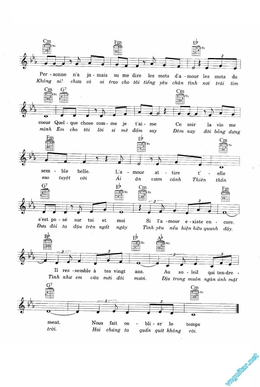 Sheet nhạc Nếu tình yêu còn hiện hữu (Si l'amour existe encore) - Trang 2