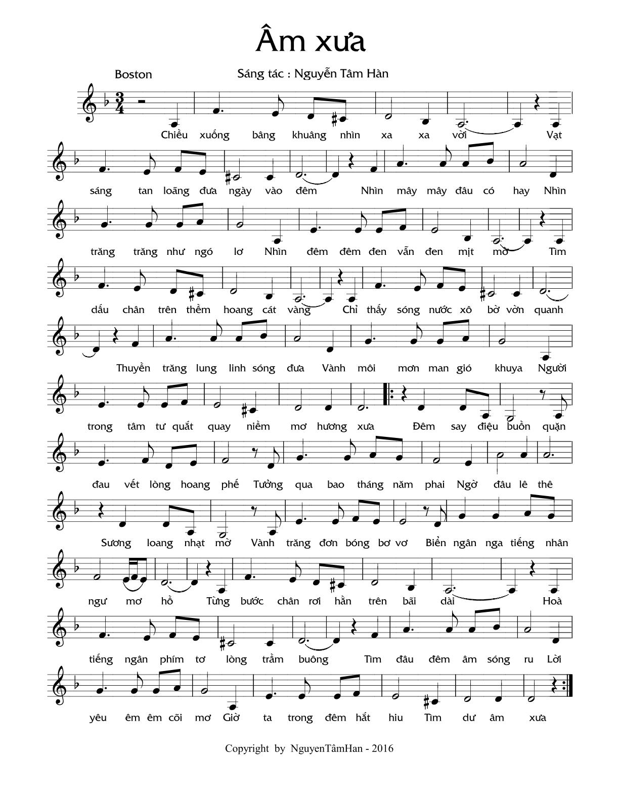 Sheet nhạc Âm xưa - Trang 1