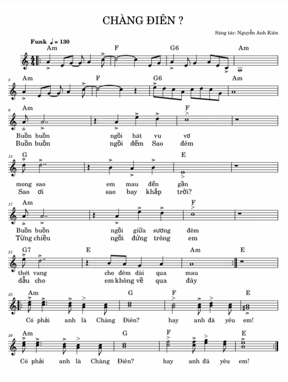 Sheet nhạc Chàng điên - Trang 1