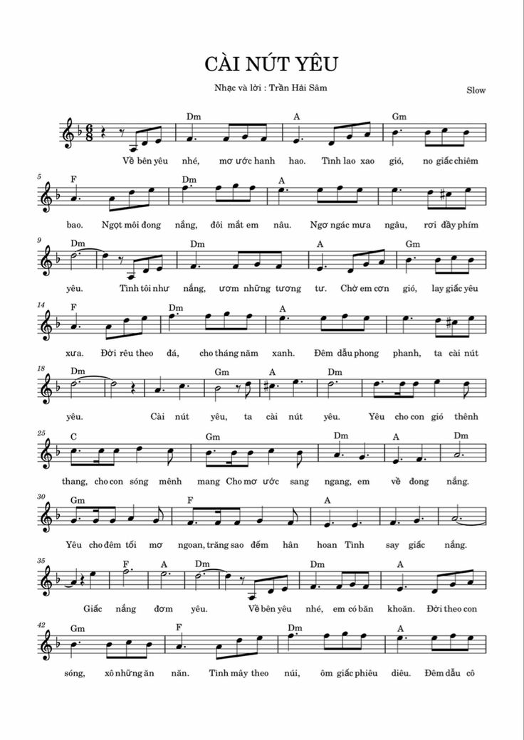 Sheet nhạc Cài nút yêu - Trang 1