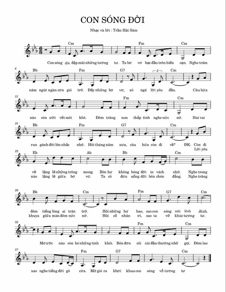 Sheet nhạc Con sóng đời - Trang 1