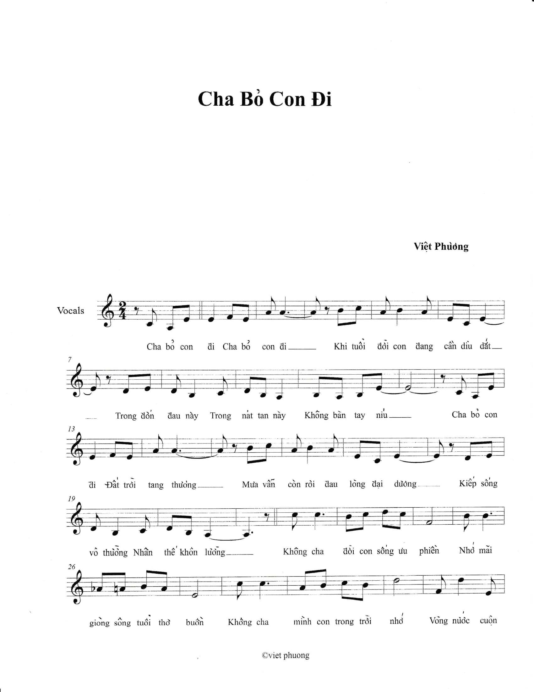 Sheet nhạc Cha bỏ con đi - Trang 1