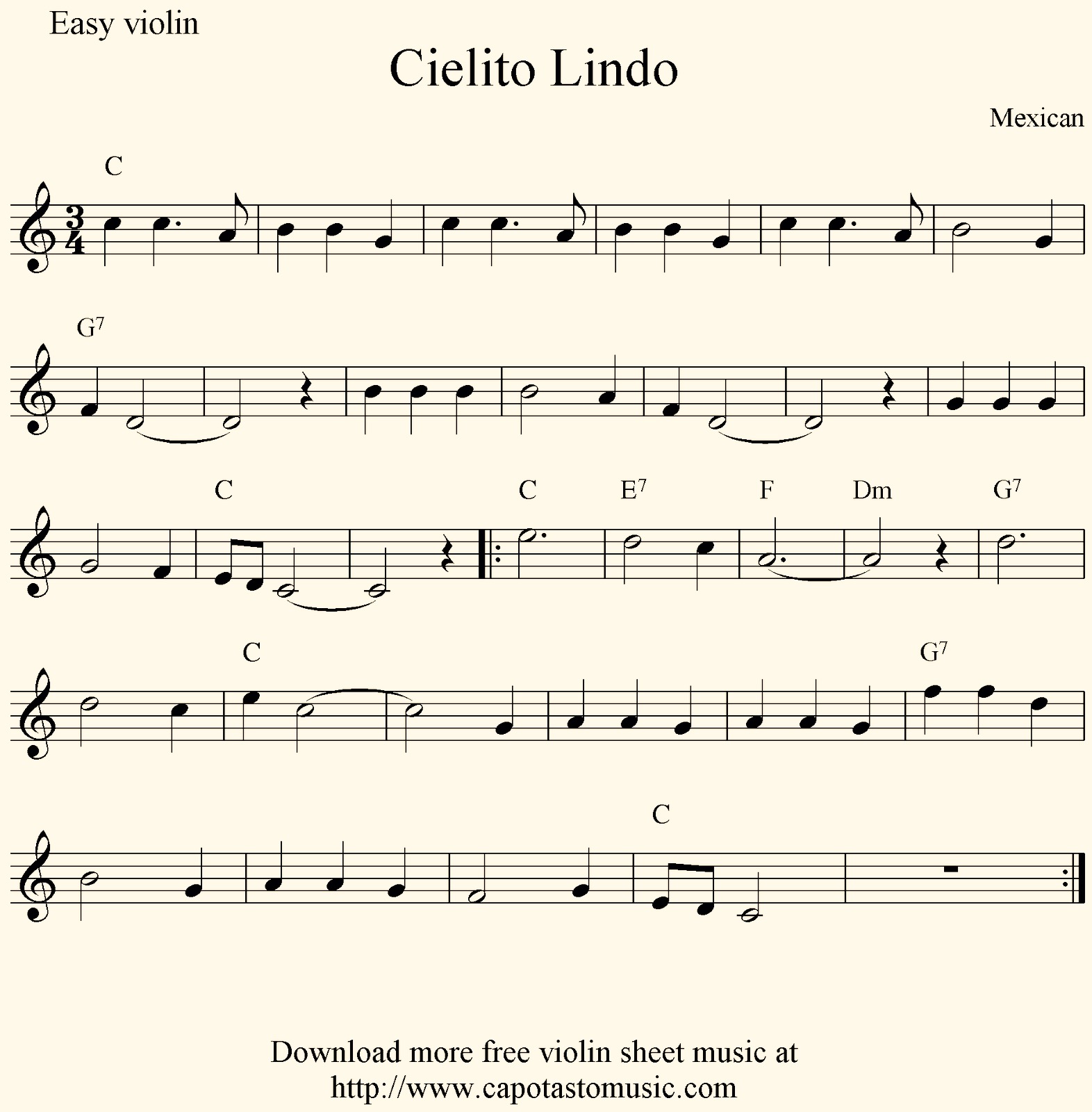 Sheet nhạc Cielito Lindo - Trang 1