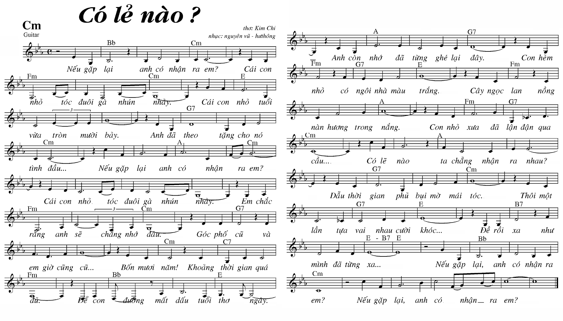 Sheet nhạc Có lẽ nào - Trang 1