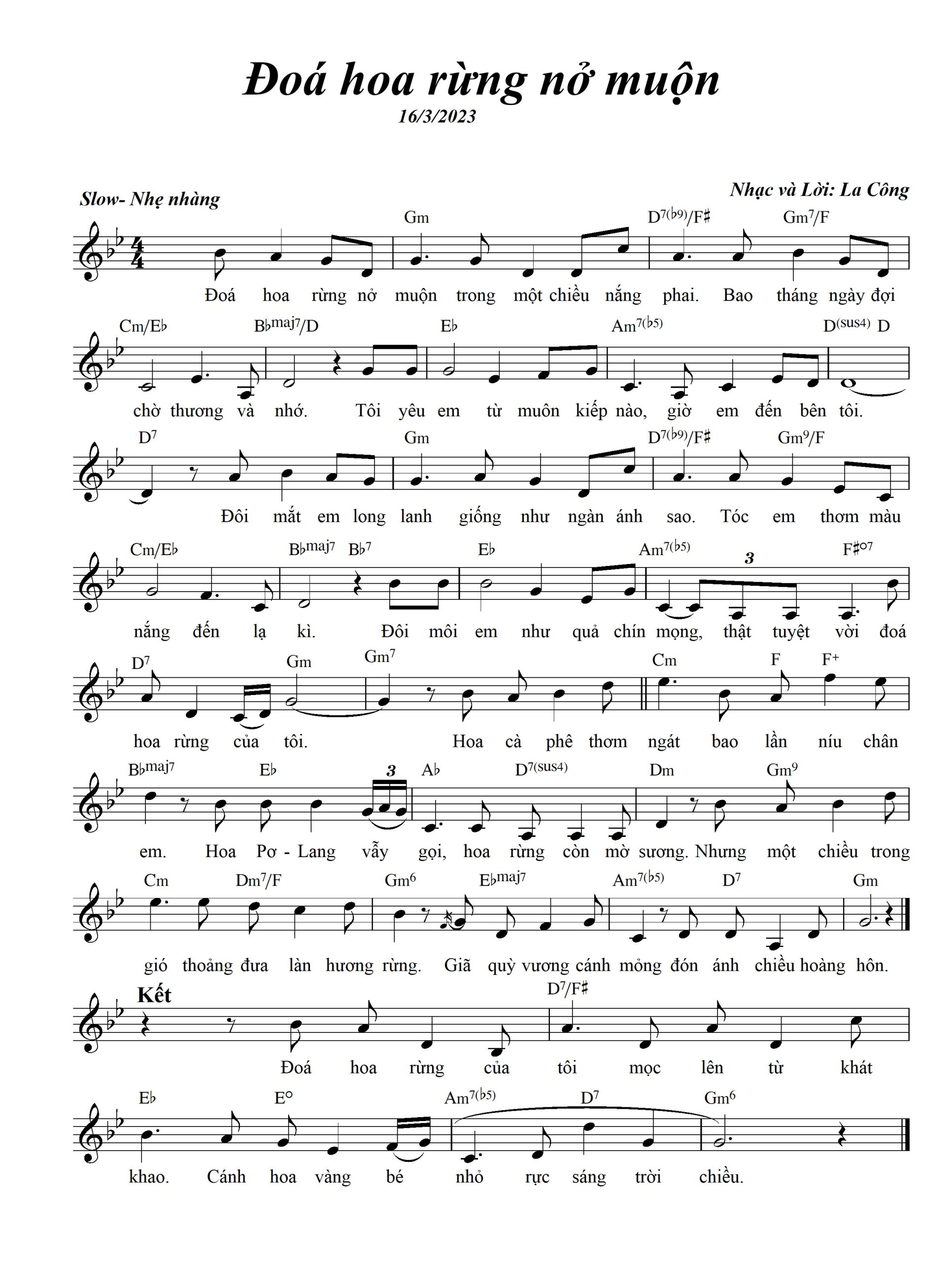 Sheet nhạc Hoa rừng nở muộn - Trang 1