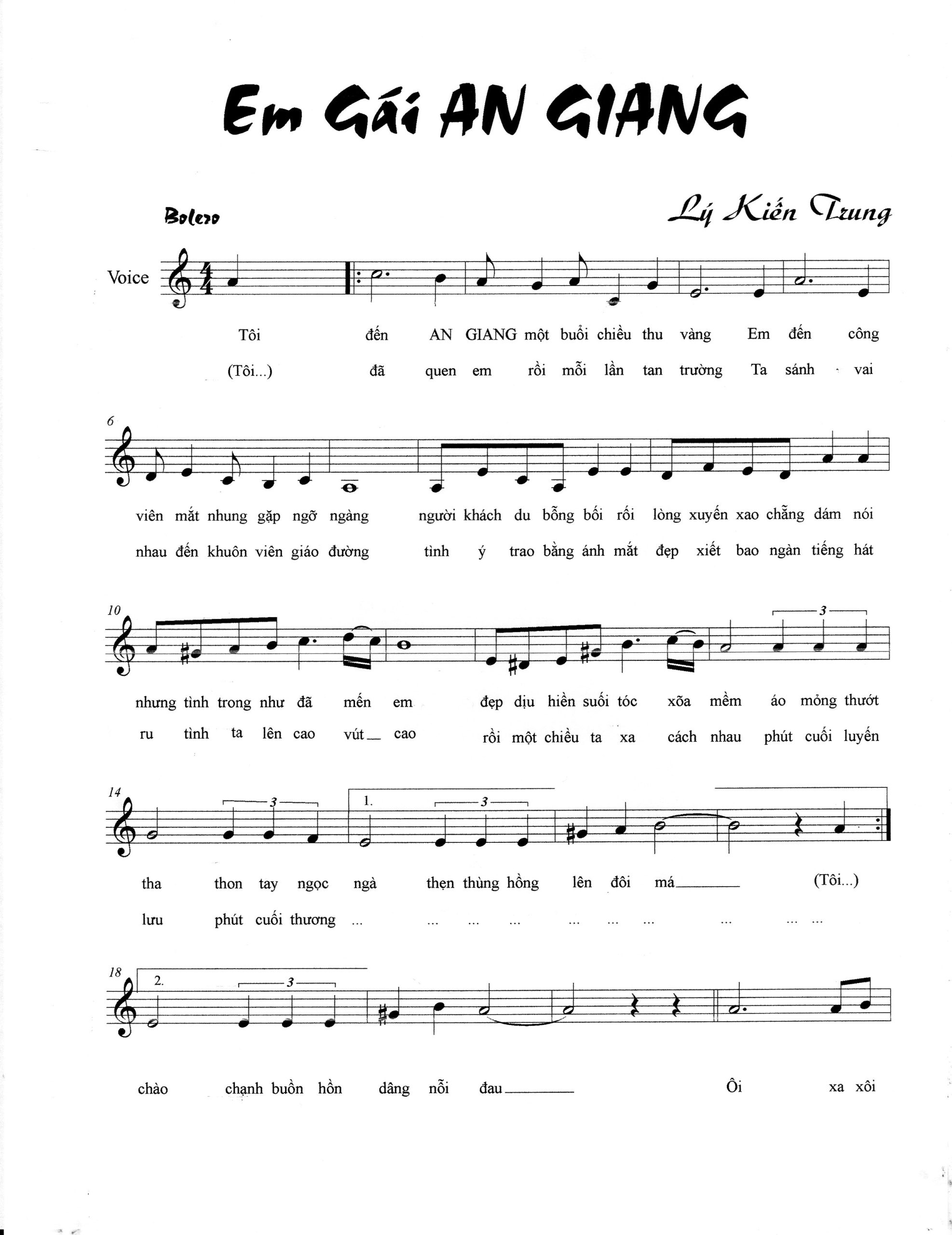 Sheet nhạc Em gái An Giang - Trang 1