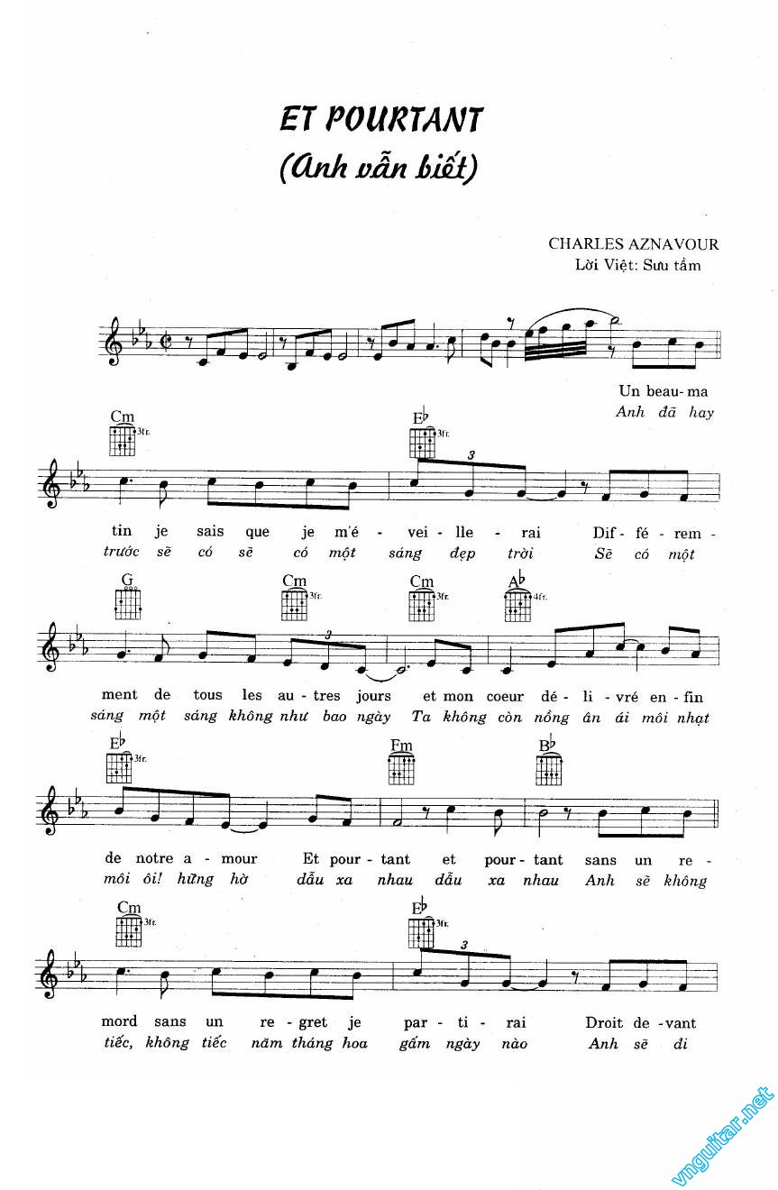 Sheet nhạc Anh vẫn biết (Et pourtant) - Trang 1