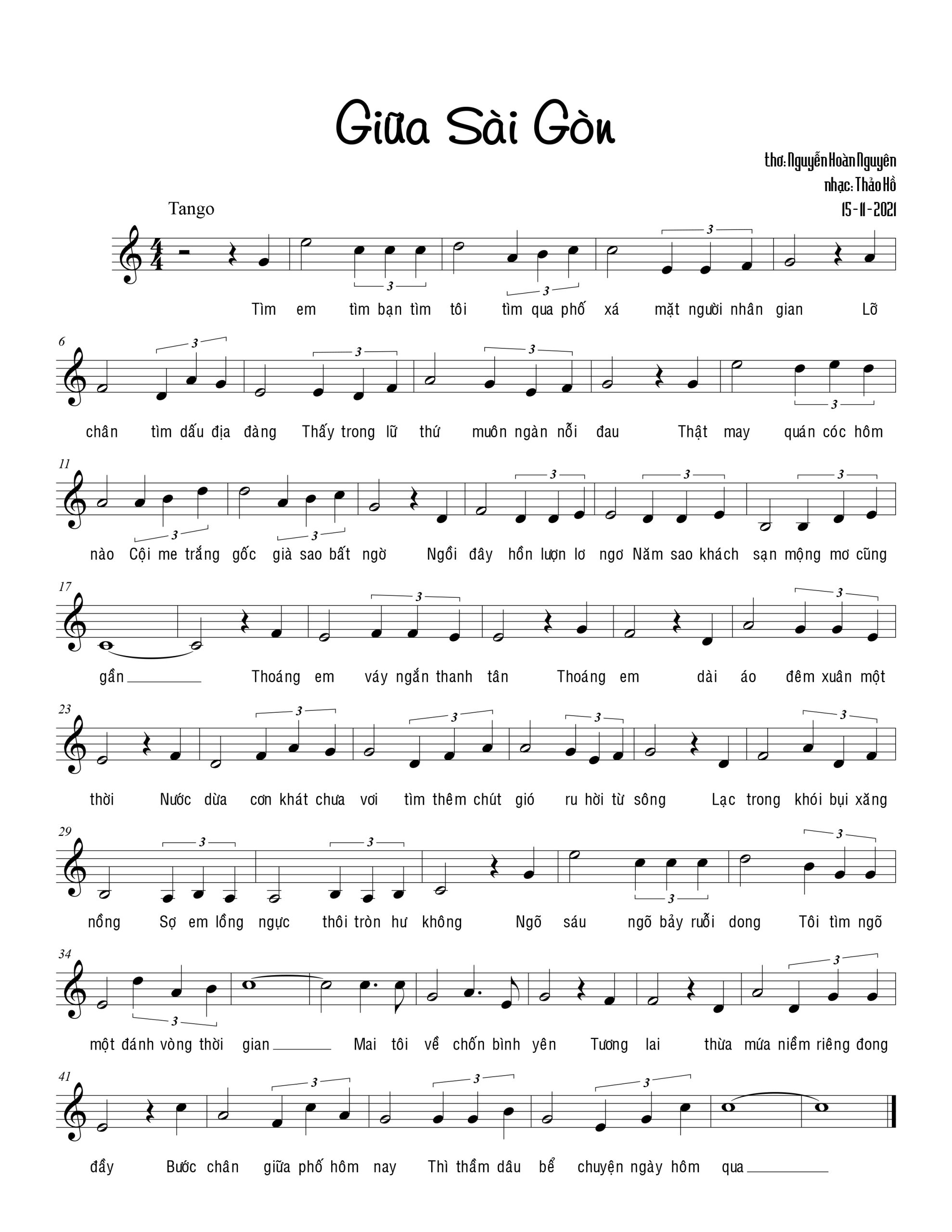 Sheet nhạc Giữa Sài Gòn - Trang 1