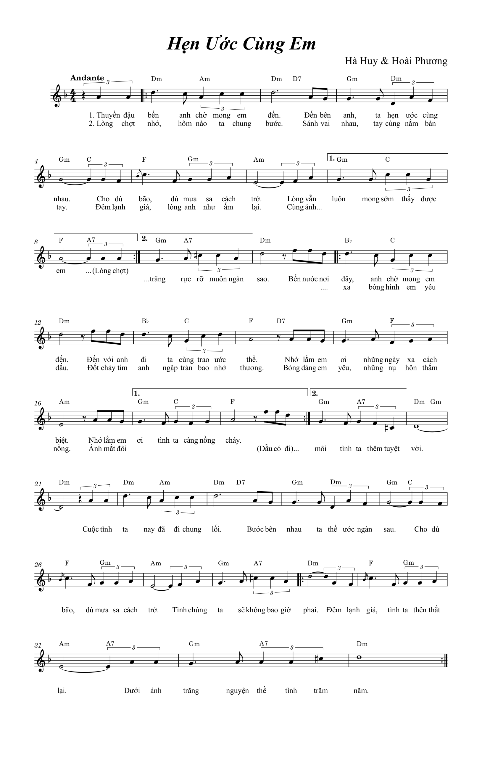 Sheet nhạc Hẹn ước cùng em - Trang 2
