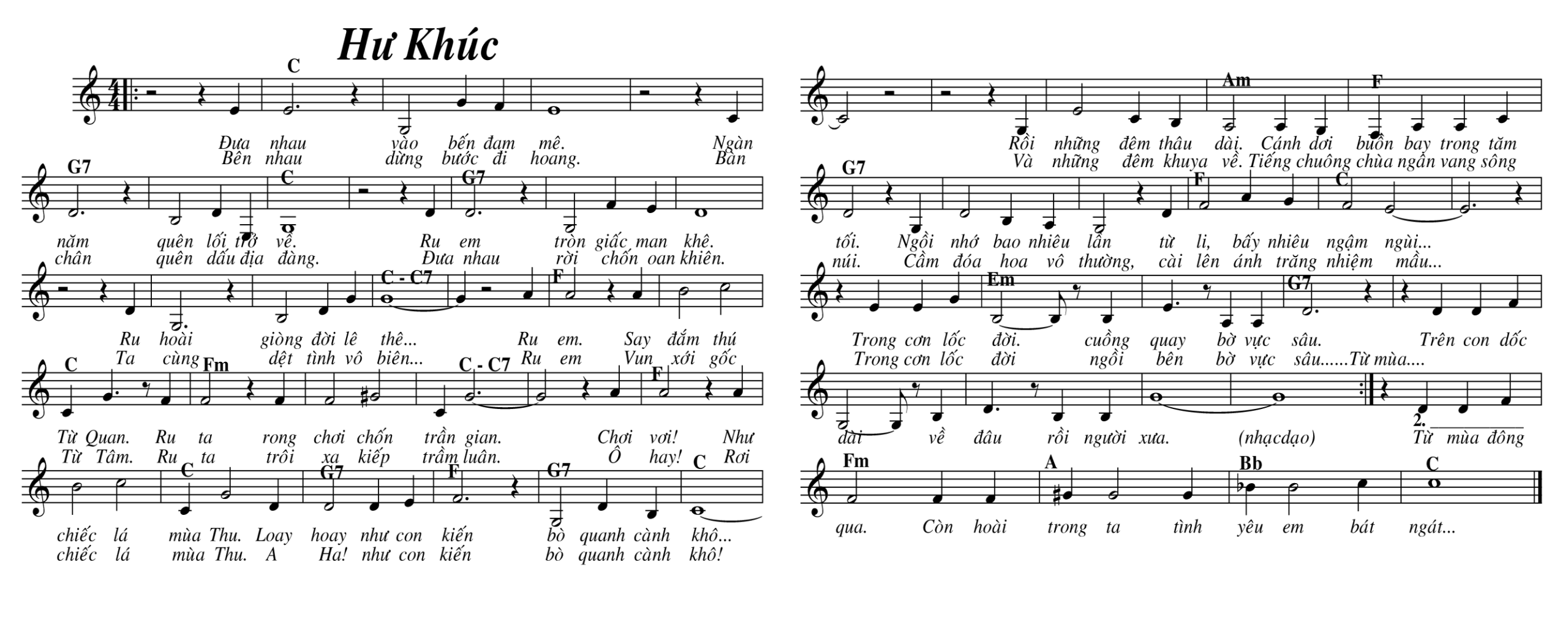 Sheet nhạc Hư khúc - Trang 1