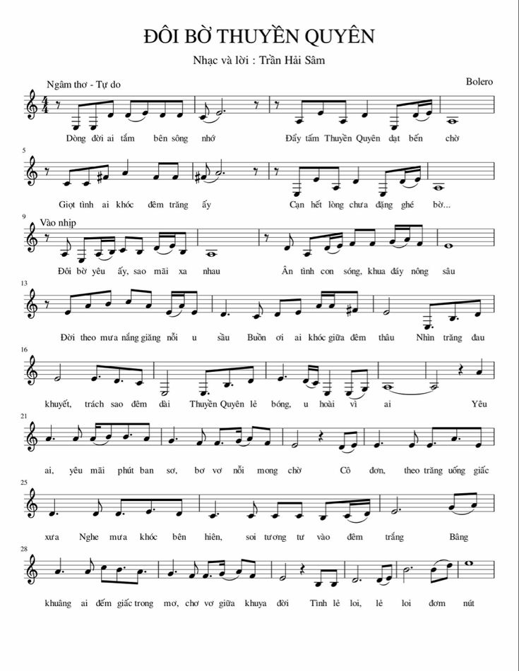 Sheet nhạc Đôi bờ thuyền quyên - Trang 1