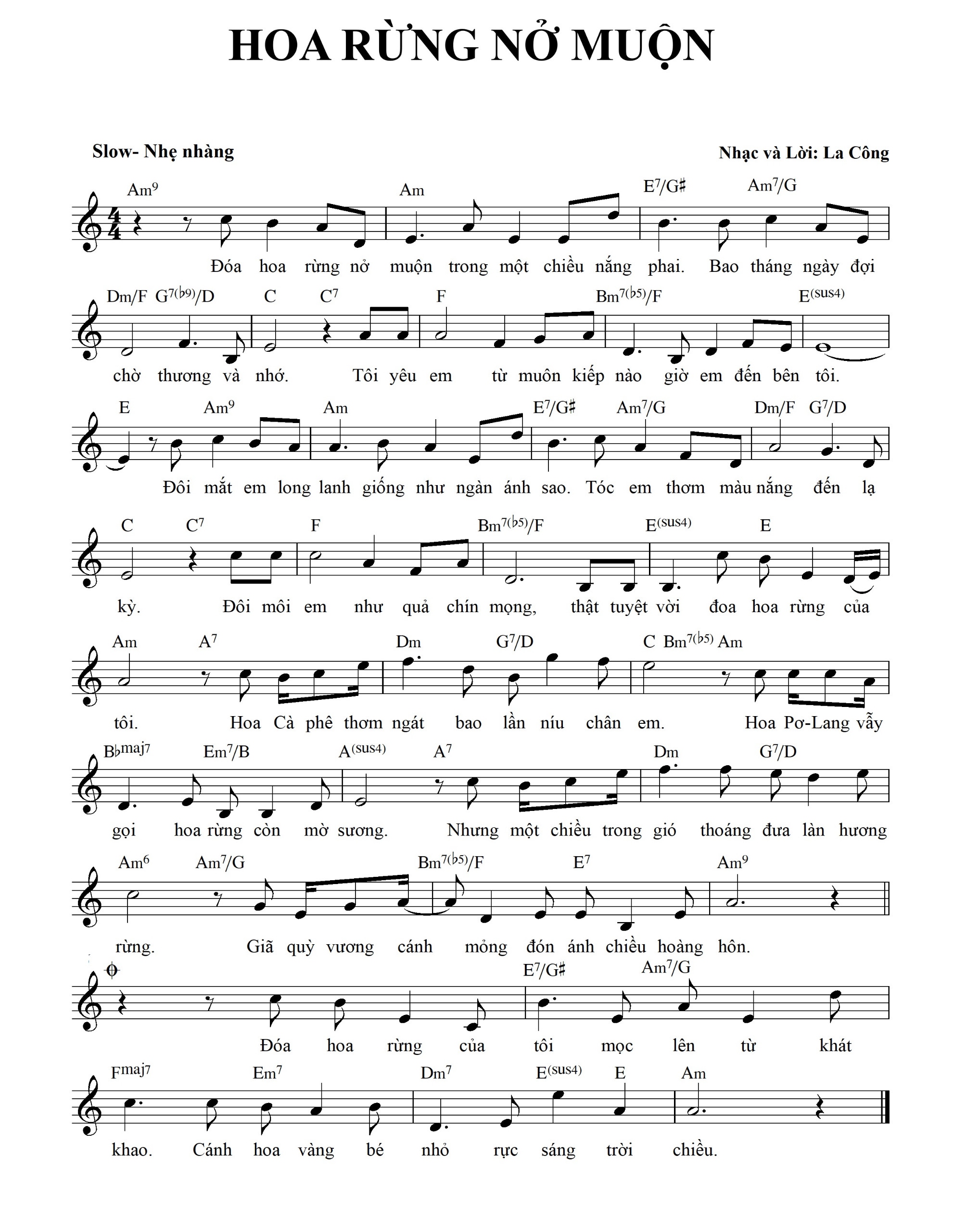 Sheet nhạc Hoa rừng nở muộn - Trang 2