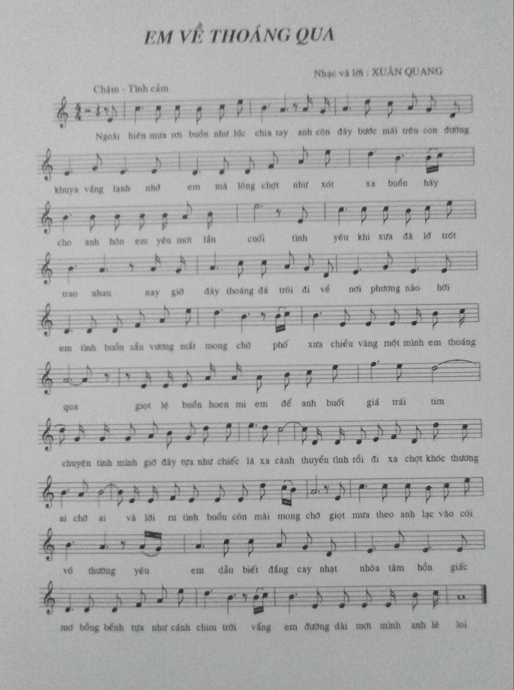 Sheet nhạc Em về thoáng qua - Trang 1