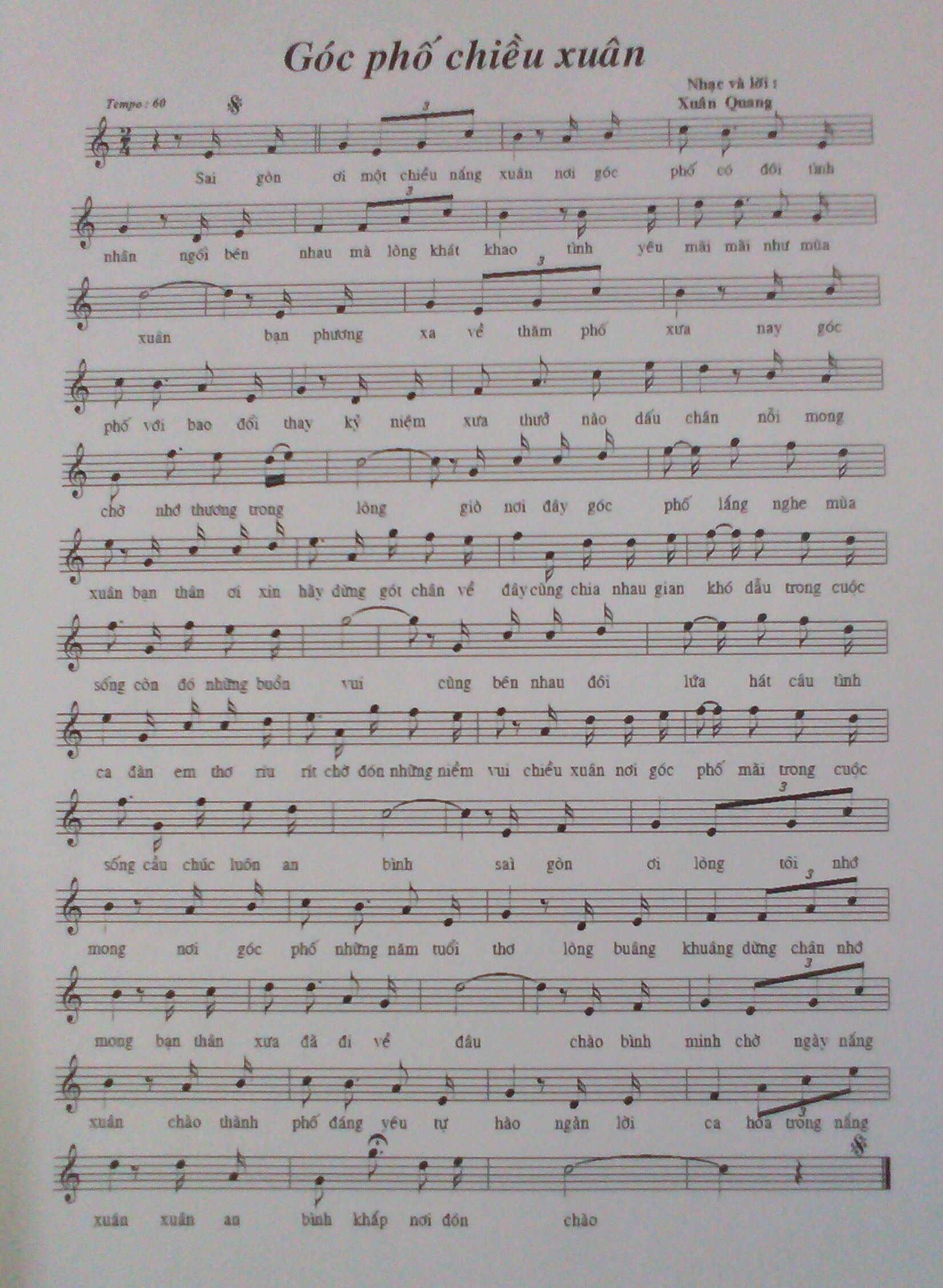 Sheet nhạc Góc phố chiều xuân - Trang 1