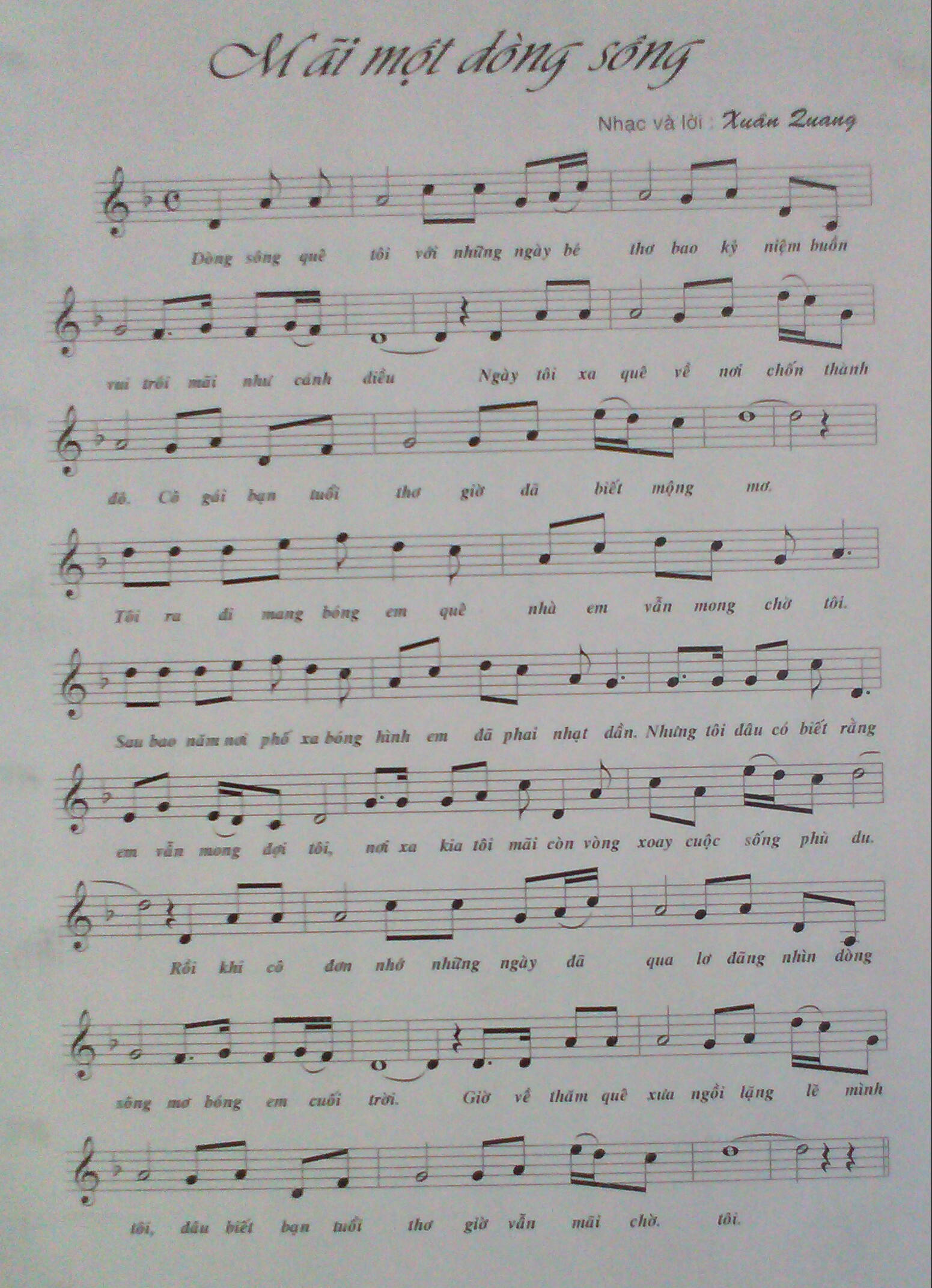 Sheet nhạc Mãi một dòng sông - Trang 1