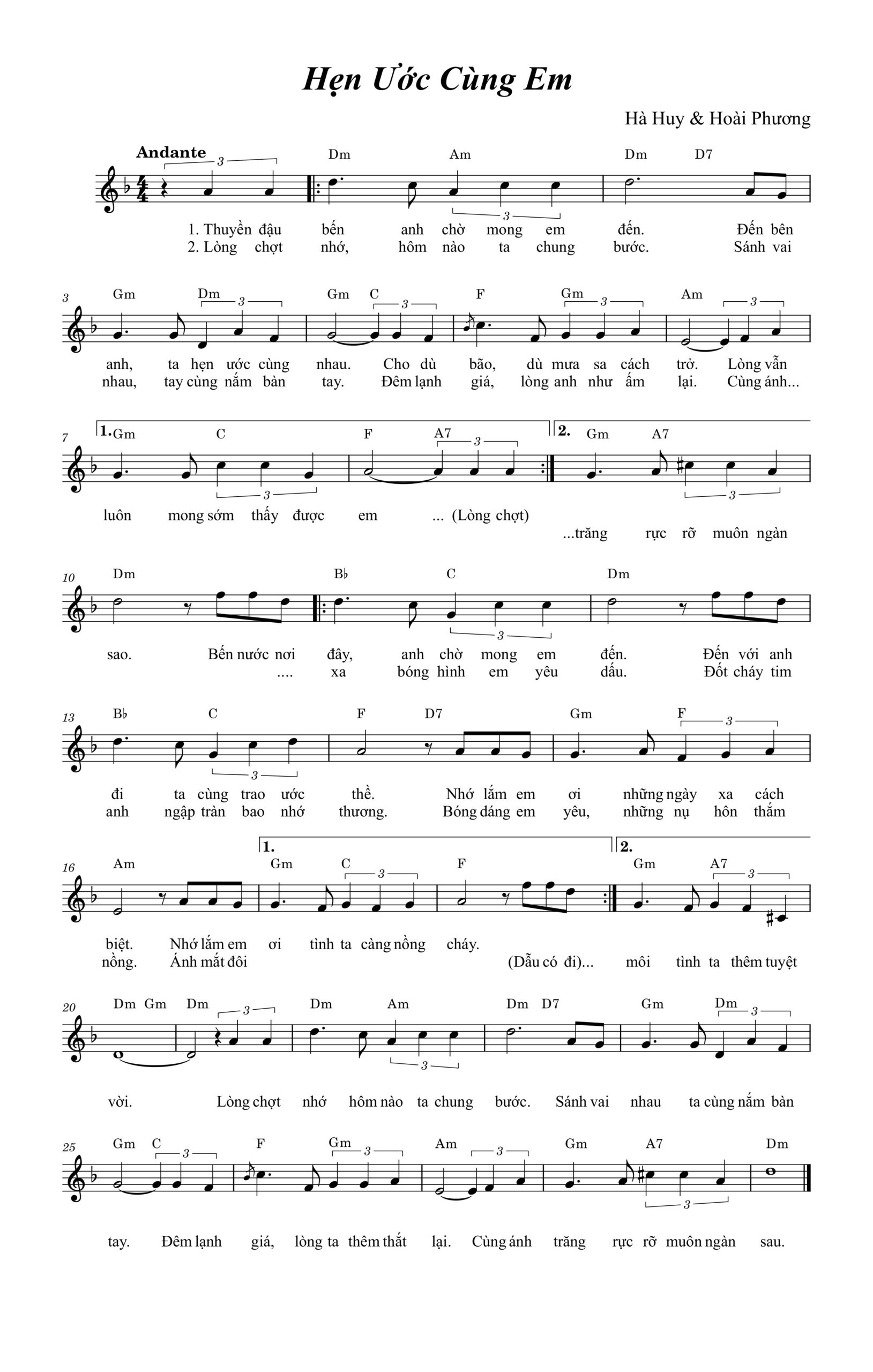 Sheet nhạc Hẹn ước cùng em - Trang 1