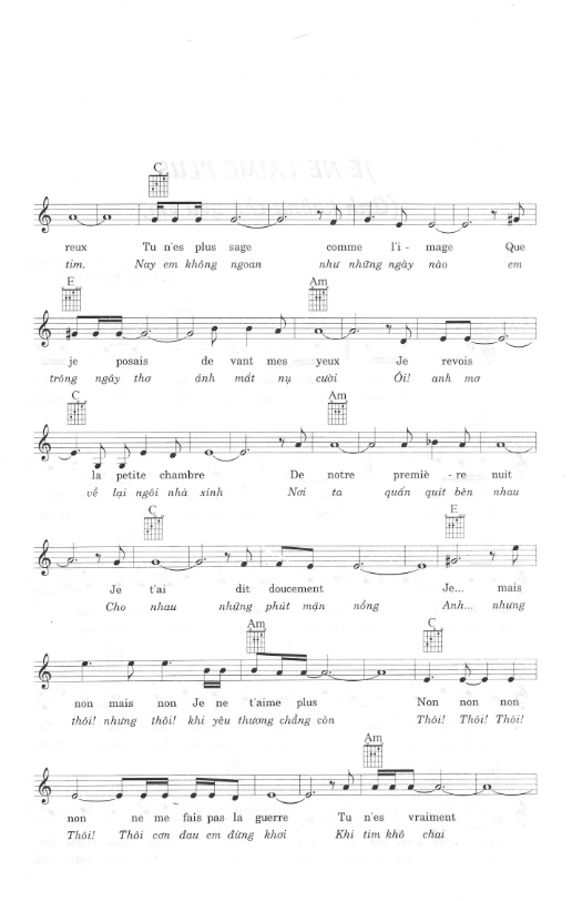 Sheet nhạc Je ne t'aime plus - Trang 2
