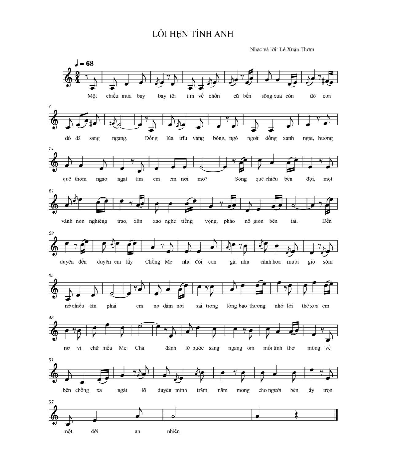 Sheet nhạc Lỗi hẹn tình anh - Trang 1