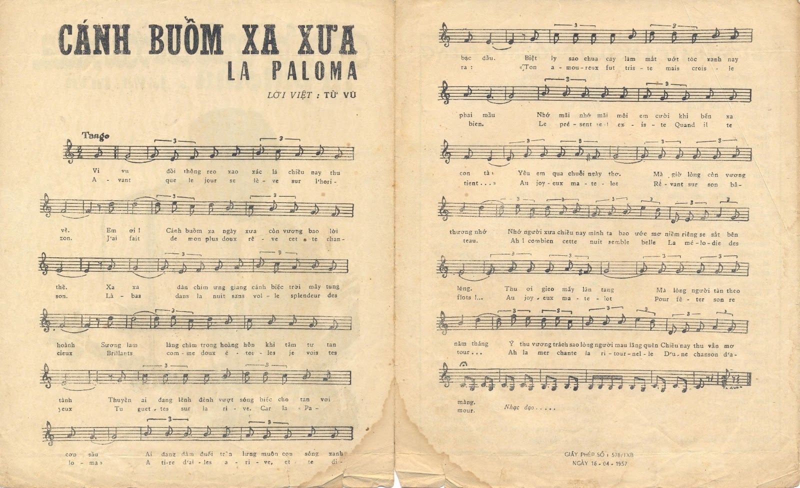 Sheet nhạc Cánh buồm xa xưa (La Paloma) - Trang 2