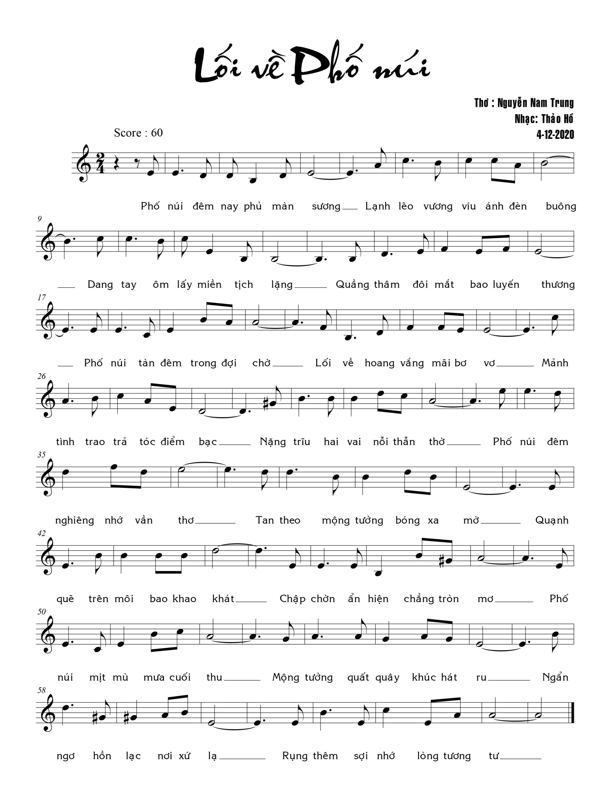 Sheet nhạc Lối về phố núi - Trang 1