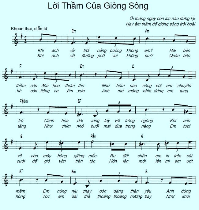 Sheet nhạc Lời thầm của dòng sông - Trang 1
