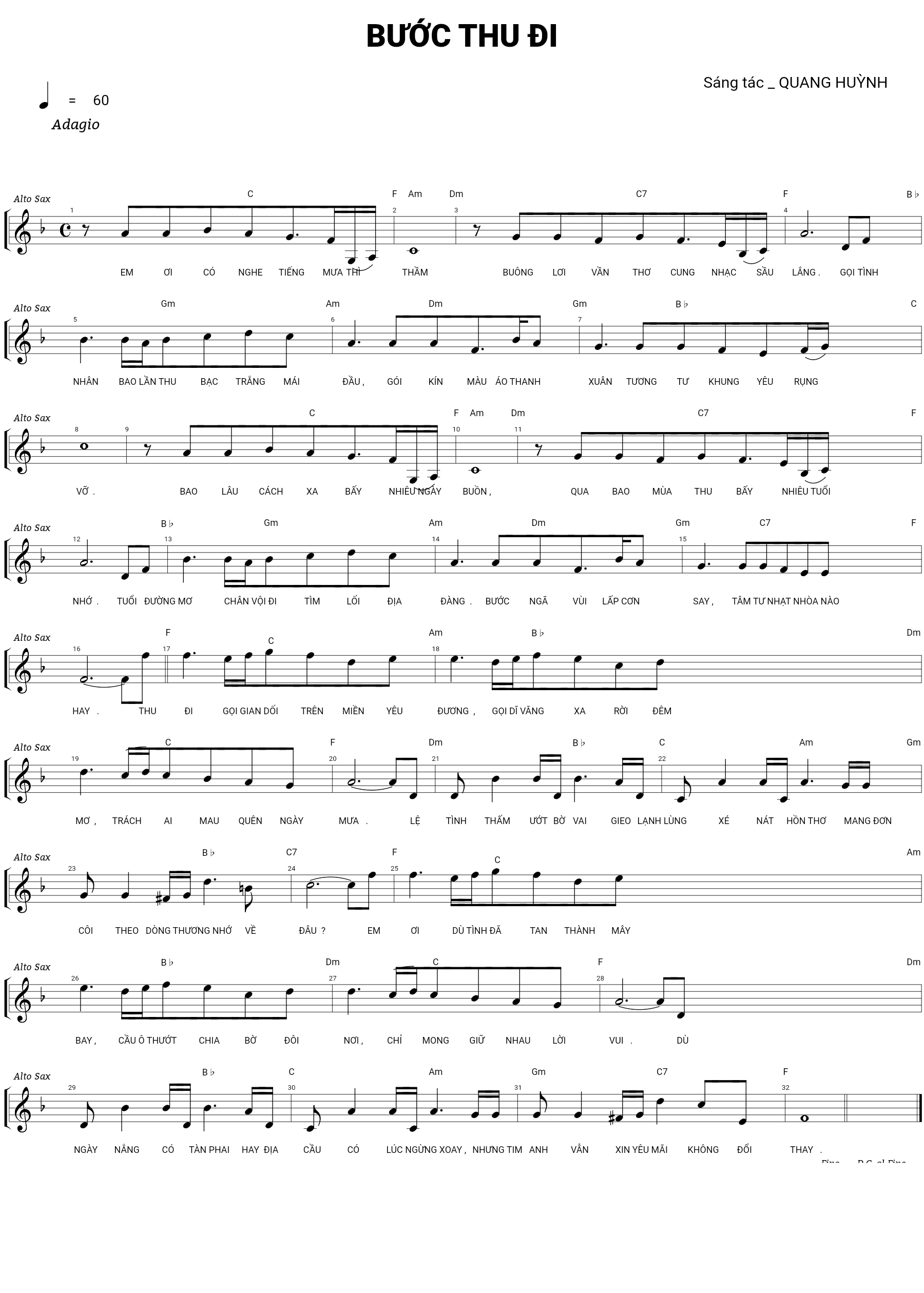 Sheet nhạc Bước thu đi - Trang 1