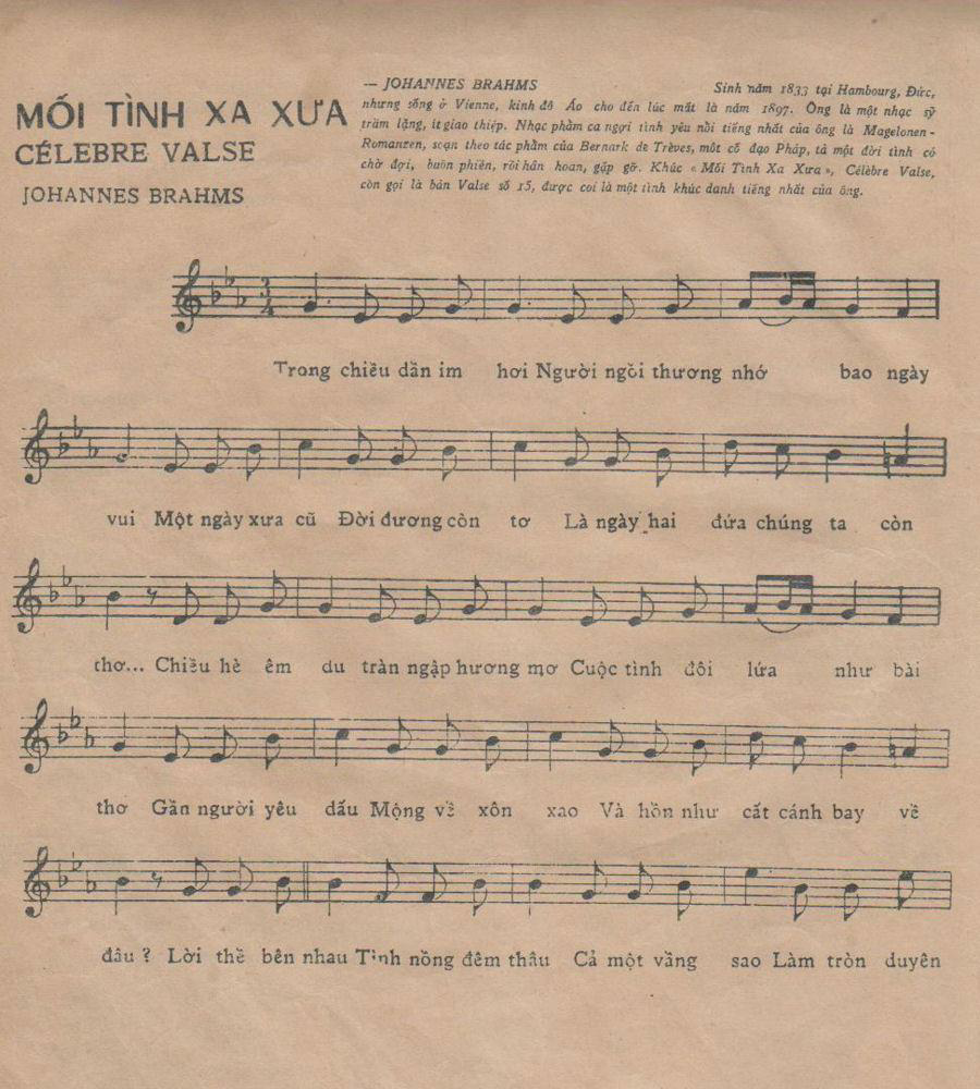 Sheet nhạc Mối tình xa xưa (Waltzer in A flat major, op. 39 no. 15) - Trang 2