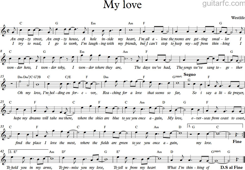 Sheet nhạc Em yêu - My love - Trang 1