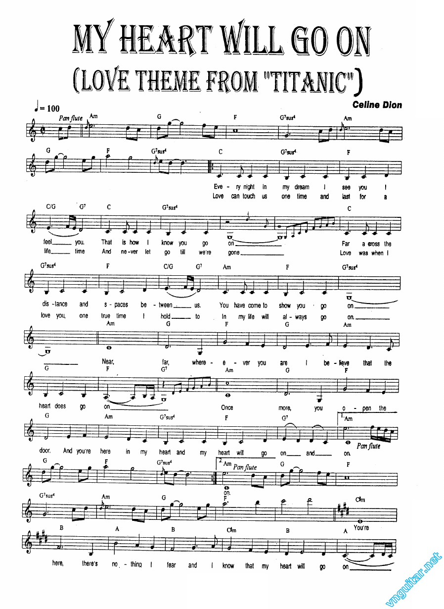 Sheet nhạc Trái tim luôn xao động (My heart will go on) - Trang 1