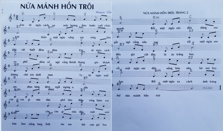 Sheet nhạc Nửa mảnh hồn trôi - Trang 1